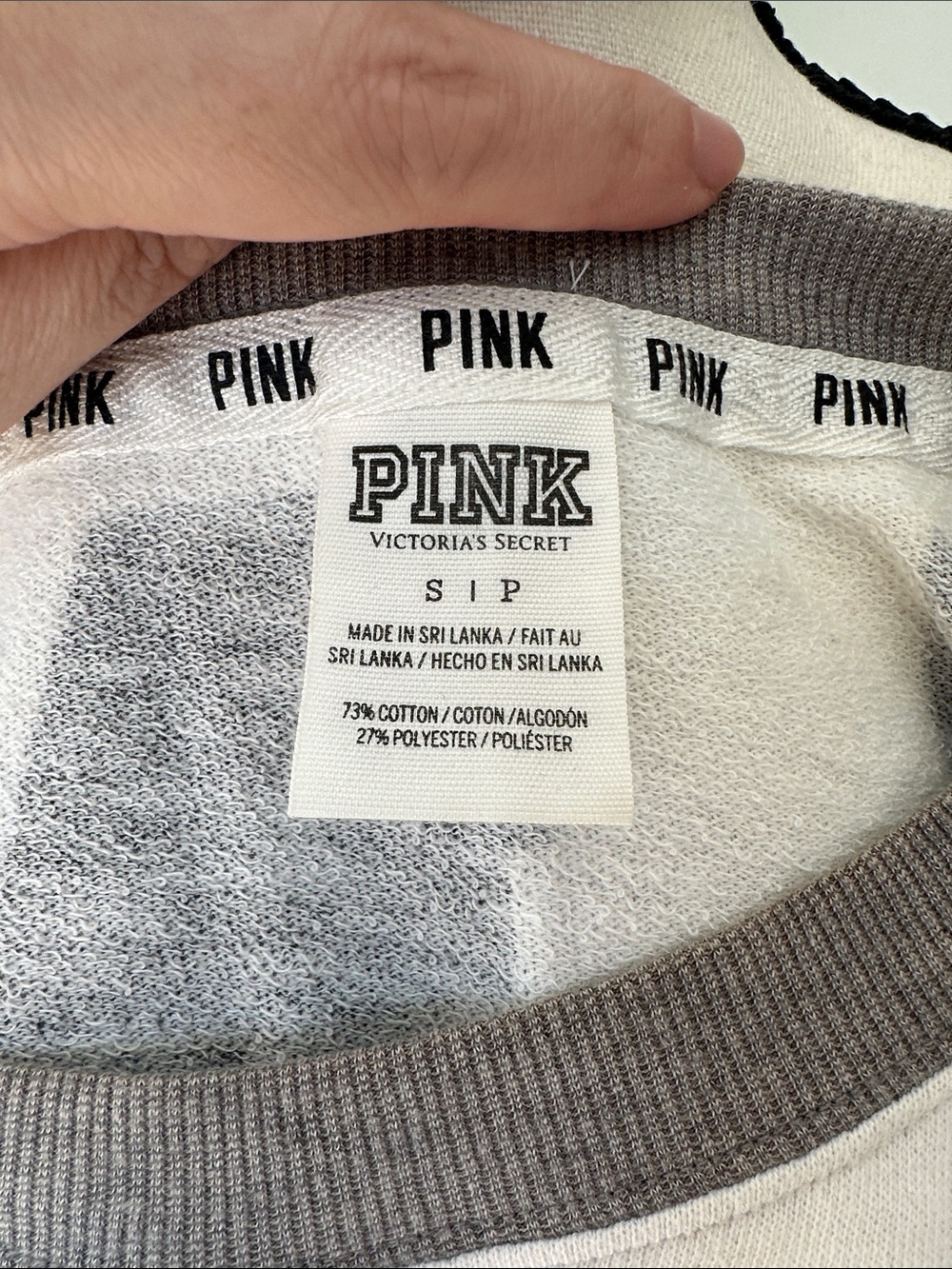 VICTORIA’s SECRET PINK Gray White Long-Sleeve Sweater Sweatshirt Jersey Sz Small - Picture 8 of 10